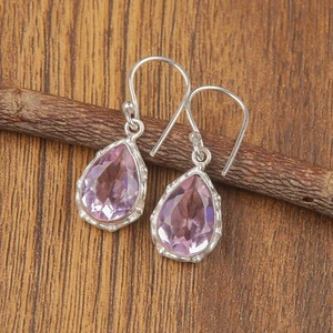 Natural Morganite Gemstone Drop/Dangle Earrings 925 Sterling Silver For Girls - Picture 1 of 7