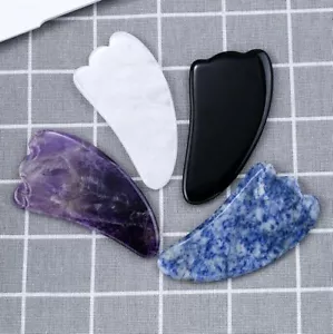 Natürlicher Quarz Edelstein Kristall Gua Sha Werkzeug Schaberbrett SPA Massagewerkzeug - Bild 1 von 23