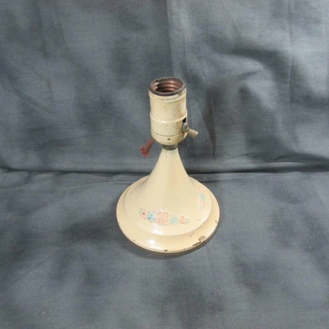 Vintage 1930's Cream with Blue/Pink Flowers Metal Flush Mounted Light Fixture Cover