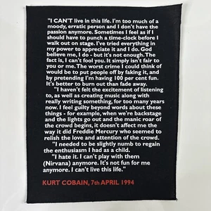 Patch posteriore Kurt Cobain - nota suicidio - vintage - mai usata Nirvana - Foto 1 di 5