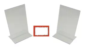 2 Soportes Acrílicos Doble Cara Venta Paquete Letrero Paquetes Tarjetas Soporte (90mm x 143mm) - Imagen 1 de 16
