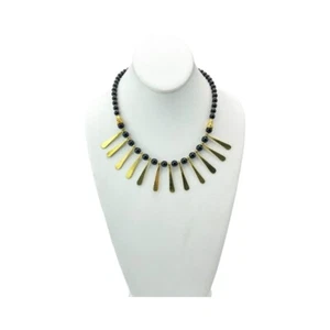 Handmade Hammered Brass Spokes Necklace - Black and Gold - African Jewelry - Picture 1 of 4