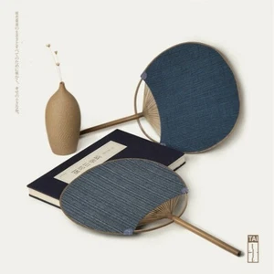Japanischer runder Fächer Bambusgriff Uchiwa Leinen Baumwolle Sommer Sensu Hand neu 2017 - Bild 1 von 8