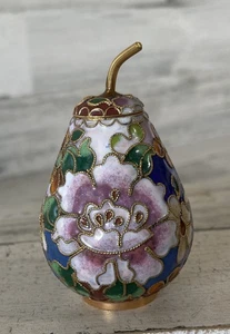 Vintage Purple & Blue Cloisonne Pear Lidded Box - Picture 1 of 5