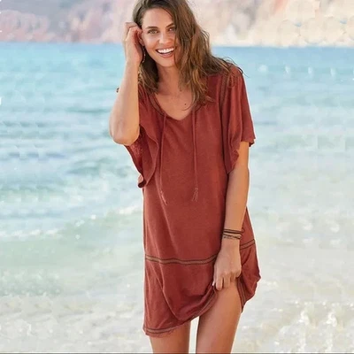 Vestido GARNET HILL Naranja Lino Orgánico Jersey Bordado Tejido TALLA PEQUEÑA Foto 1 de 4