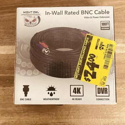 Night Owl 4K Security Camera Cable Video/Power Weather-Resistant 100ft. *SEALED* - Image 1 of 2