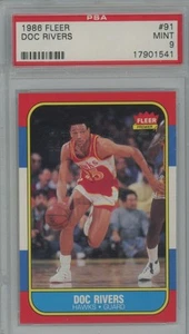 1986-87 FLEER DOC RIVERS RC PSA 9 ATLANTA HAWKS #91 - Picture 1 of 2