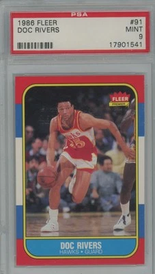 1986-87 FLEER DOC RIVERS RC PSA 9 ATLANTA HAWKS #91 - Image 1 of 2
