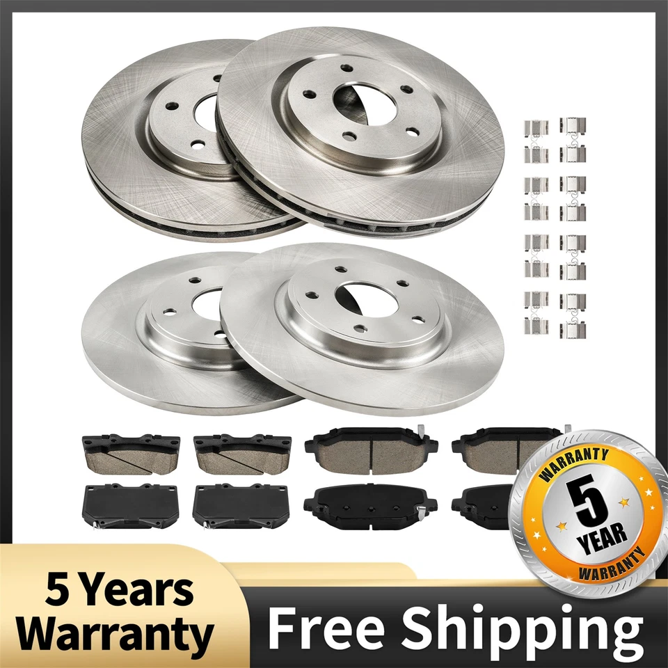 Kit de rotor y pastillas de freno delantero trasero para Chrysler Town & Country 2012-2016 Foto 1 de 4