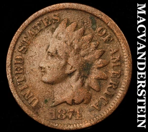 1874 Indian Head Cent - Scarce  Semi-key  Better Date  No Reserve  #E9276 - Picture 1 of 2