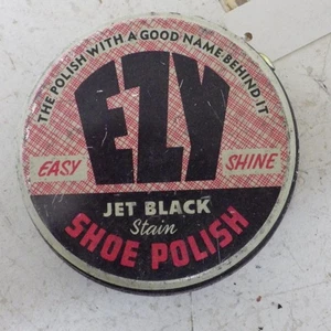 rare 1930's vintage EZY ezywalkin shoes jet black shoe polish tin - Picture 1 of 6