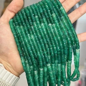 Genuino Alta Calidad Natural Facetado Ágata Verde Heishi Disco Espaciador Gemas Cuentas - Imagen 1 de 8