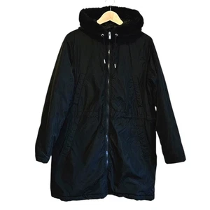 Gap Puffer Parka Mantel Kunstfell Kapuze Oversized Full Zip Schwarz Damen Large - Bild 1 von 7