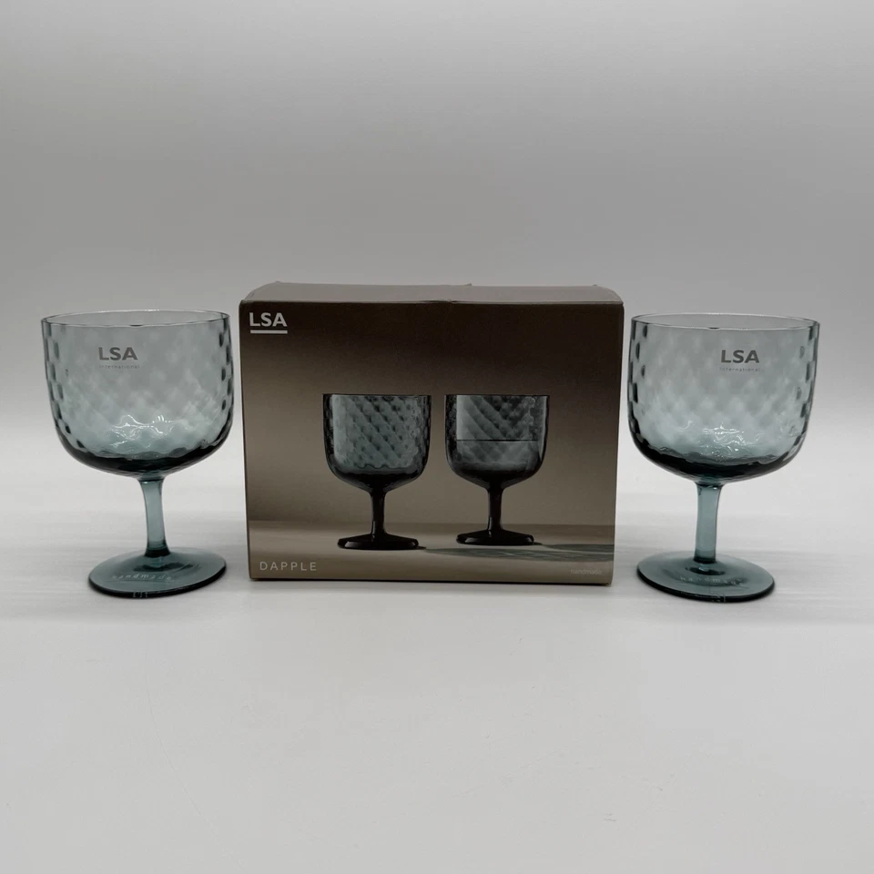 Copas de vino LSA Dapple 11 oz (2) azul agua Foto 1 de 4