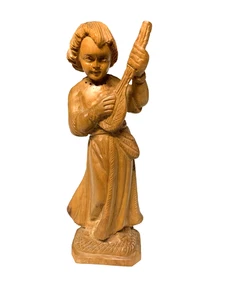 VTG Beautiful Carved Wood Italy Italian Angel Figurine w/ Mandolin Omar Bakri - Picture 1 of 5
