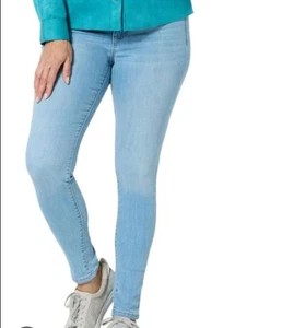 Pantalones de mezclilla ajustados Colleen Lopez de 5 bolsillos azul claro lavado talla 8 - Imagen 1 de 10