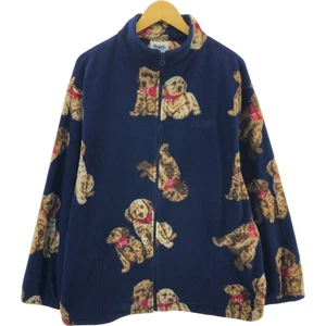 Used NORTHERN REFLECTIONS Animal Pattern Dog Print Fleece Jacket Women's Size XL - Picture 1 of 3