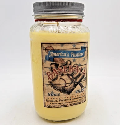 Бейсбольная банка для соевых свечей Peanuts & Cracker Jacks 110 часов Lancaster PA - Изображение 1 из 4