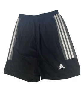 ADIDAS Boy's (Size Large 14-16) Black Gray Athletic Shorts 2 Pockets Drawstring - Picture 1 of 2