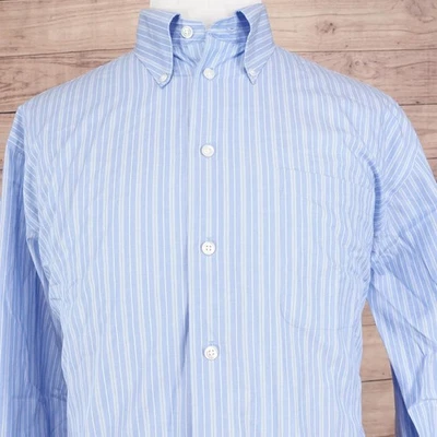 Nautica Shirt Mens 16.5 34/35 Light Blue Striped Button Down Long Sleeve Pocket - Image 1 of 4