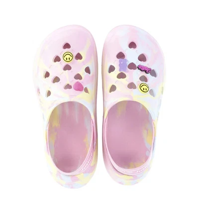 Zuecos Justice niñas pequeñas y niñas grandes con dijes, talla 4, ancho medio, rosa Foto 1 de 4