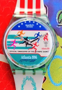 Reloj Swatch Vintage ATLANTA LAURELS GZ145 1995 Especiales Olímpicos Nuevo Antiguo Stock - Imagen 1 de 8