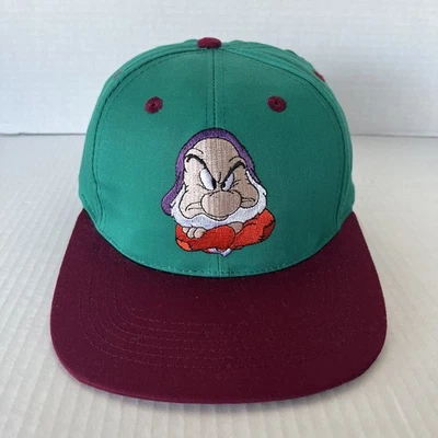 De colección Años 90 Disney Gruñón Snapback Sombrero Gorra Verde Blancanieves Juvenil OSFA Y2K Foto 1 de 4