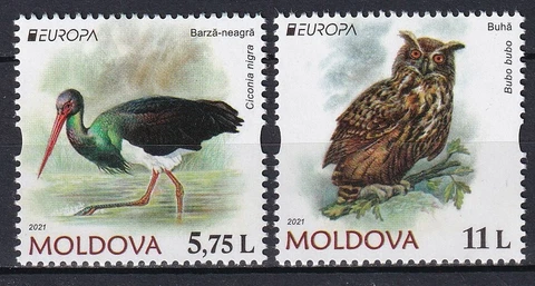 Moldova 2021 CEPT Europa Birds, Cranes, Owls 2 MNH stamps Cover