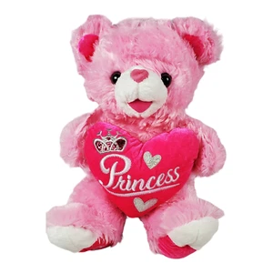 Dan Dee Teddy Bear Plush 2021 Pink Princess Heart Pillow Valentines Day Love - Picture 1 of 12