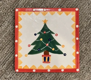 ARTE VIVO CARNAVAL ÁRBOL DE NAVIDAD CERÁMICA 8" CUADRADO REMACHE AZULEJO USADO EN EXCELENTE ESTADO - Imagen 1 de 5