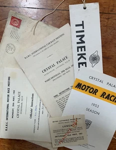 1953 Crystal Palace motor racing circuit passes armband final instructions ect - Picture 1 of 1