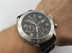 PHILIP WATCH Chronograph Cal Valjoux 7750 Automatic Black Waffle Dial - 48 mm - Picture 1 of 16