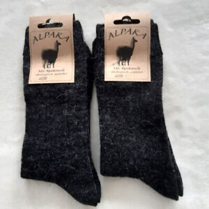 2 Pair Women's Soft Alpaca Socks 100% Wool Extra Soft Dark Grey 35 To 42