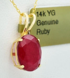 GENUINE 3.20 Cts RUBY PENDANT 14k YELLOW GOLD - Free Appraisal Service - NWT - Picture 1 of 4