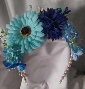 Bespoke Gorgeous Blue Hairband Weekends Weddings Hen Gay Pride Horse Races - Picture 1 of 9