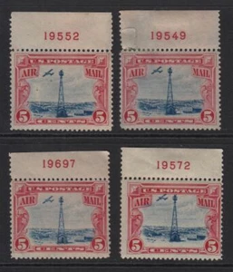 1928 AIRMAIL Sc C11 5c bi-color Beacon MH with OG red numbers Hebert CV $40 (W5 - Picture 1 of 1
