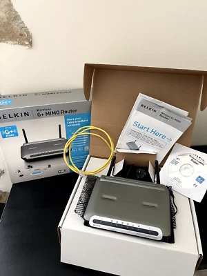 BELKIN WIRELESS G+ MIMO ROUTER, COMPLETE + BOX, USED, GOOD WORKING CONDITION - Image 1 of 4