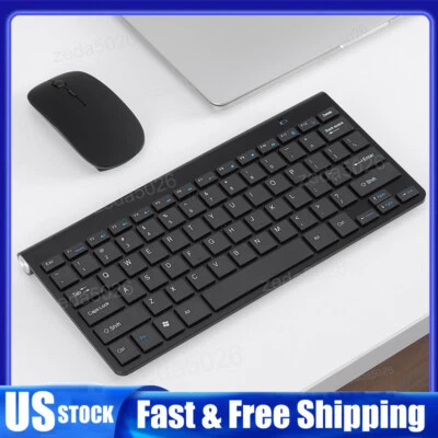 Mini Wireless 2.4G Keyboard & Mouse Combo Set For PC Laptop Computer Slim Black - Image 1 of 4