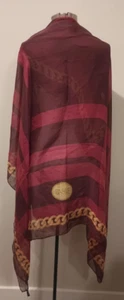 Sciarpa scialle seta Basile vintage 55” quadrato ITALIA rosso marrone corda oro nautica - Foto 1 di 21
