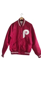 Chaqueta Universitaria De Colección Años 80 Starter Philadelphia Phillies MLB Satén Granate Talla XL - Imagen 1 de 12