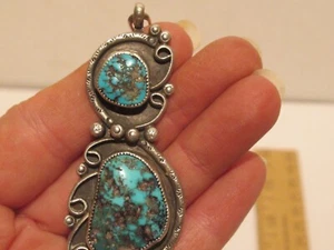 DOPPELTER TÜRKIS ANHÄNGER - gemarkt - mit Kette - Bild 1 von 11