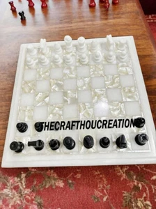 White Marble & MOP Chess Set, Cyber Monday Collection Chess, Home Decor - Picture 1 of 9