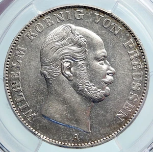 1861 A PRUSSIA KINGDOM German STATE King WILHELM I Silver Taler Coin PCGS i89594 - Picture 1 of 5