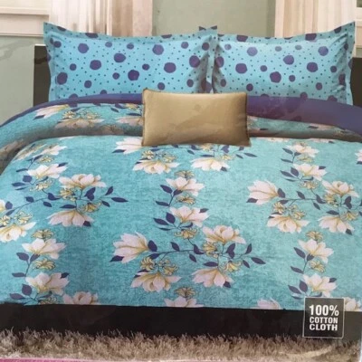 Sábana bajera de algodón de diseño de 3 piezas con fundas de almohada 1 sábana plana + 2 fundas de almohada Foto 1 de 3