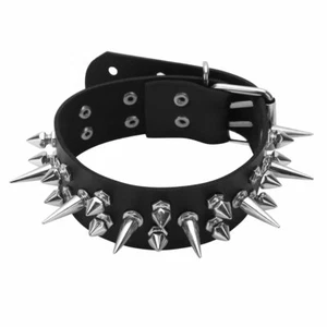 Gargantilla de cuero gótico punk cuello de clavo remaches collar de roca joyería - Imagen 1 de 12