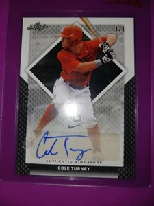 2016 Leaf Perfect Game BLACK Cole Turney Auto REAL #1/1 Guardians Cumberland - Imagen 1 de 1