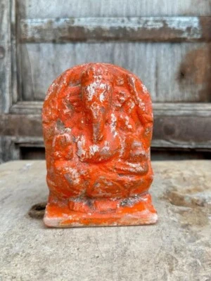 Antique Old Original Marble Stone Hand Carved Hindu God Ganesha Sculpture - Imagem 1 de 4
