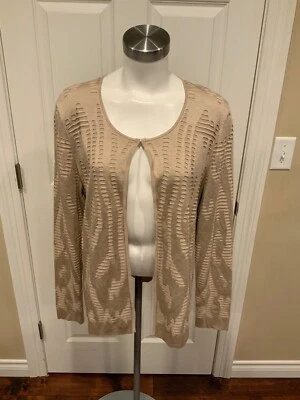 Cárdigan Lafayette 148 New York Tostado Tejido Ojales Texturizado Mezcla Seda, Talla L Foto 1 de 4