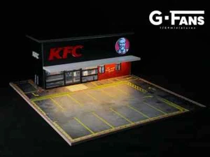 1:64 KFC Restaurant w/Parking Lot Diorama Display with LEDs -- G-Fans 710014 - Picture 1 of 6