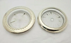 2 elegantes y elegantes soportes de champán de plata esterlina con centros de vidrio *** - Imagen 1 de 7